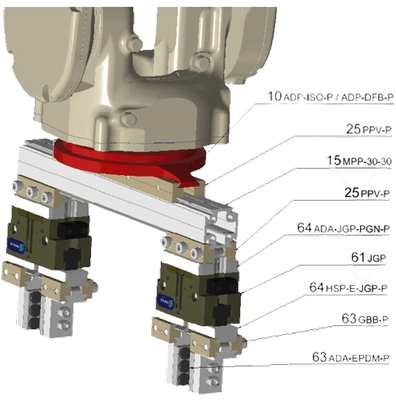Adapterplatte für igus® Roboter- Flanschbild und P13 Prisma