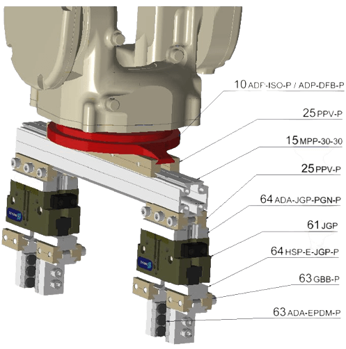 Adapterplatte für igus® Roboter- Flanschbild und P13 Prisma